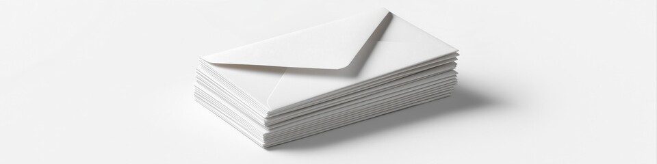 Stack of white envelopes on light background for mail communication