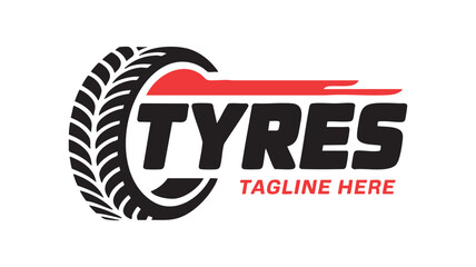Dynamic tyre company logo featuring bold text and tire tread vector