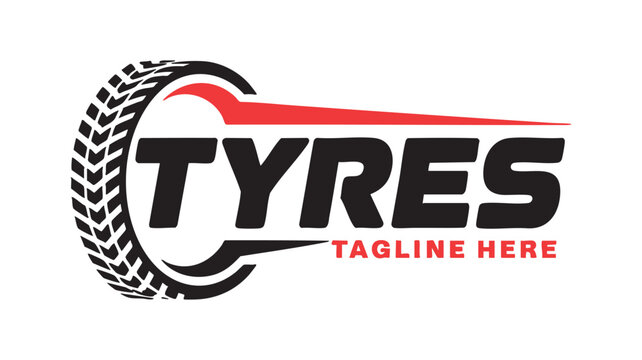 Dynamic tyres logo design featuring tread pattern and bold typography for automotive businesses vector