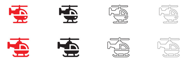 Helicopter icons symbol vector set, Aircraft helicopter vector, silhouette and line art collection