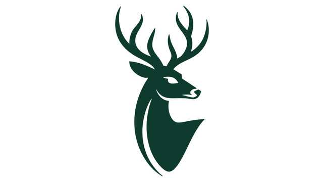 Majestic antlered deer head silhouette logo design for outdoors and nature brands vector
