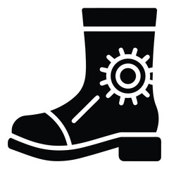 Black boot icon with decorative sun design illustration vector graphic