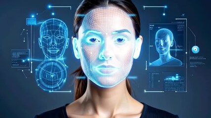 Woman with Facial Scan. - Powered by Adobe