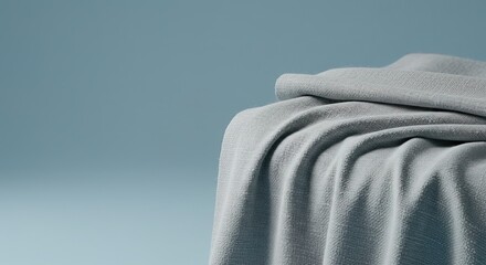 Close up of a draped gray fabric against a blue background , trending, fashion, lifestyle