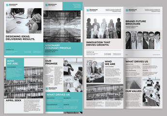 Clean Minimal Bi-Fold Brochure Layout Set