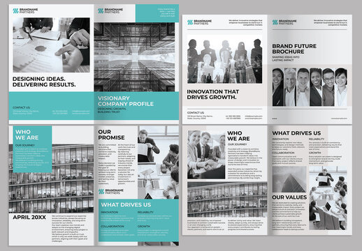 Clean Minimal Bi-Fold Brochure Layout Set