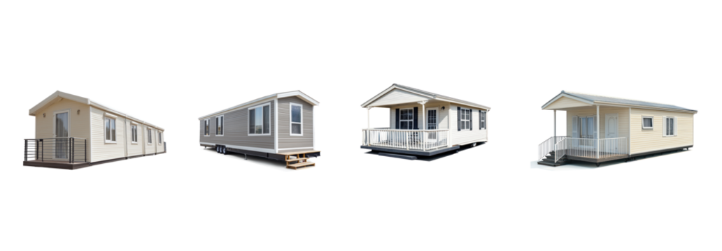 Collection of Mobile Home Residential Buildings isolate on transparent background