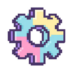 PNG Colorful pixelated gear illustration