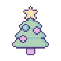 PNG Pixelated festive Christmas tree illustration.