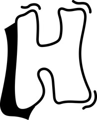 Playful Cartoon Letter H Initial Typography Design Element Illustration