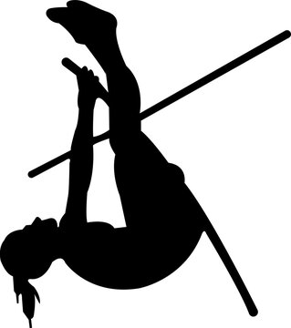 person doing Pole vault silhouette vector illustration isolated .on transparent background ,Simple silhouette , person doing, pole vault , similar sport