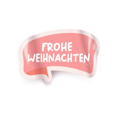 Frohe weihnachten Merry Christmas in German quote pink sticker vector design, creative holiday typography, modern festive graphic art for cards, invitations, social media banners, and decorations.