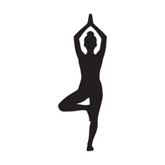 Fototapeta premium Woman in tree pose yoga silhouette isolated