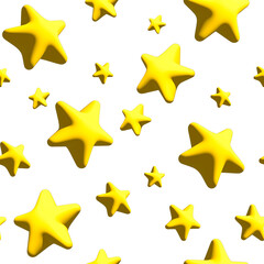 3d yellow stars icon seamless texture pattern
