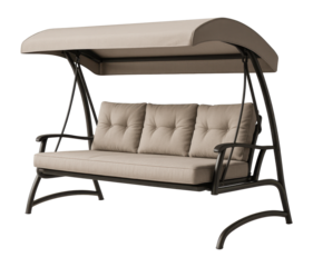 Transformable garden swing that easily converts into a bed for a peaceful porch.