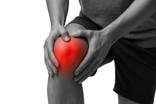Knee pain isolated on transparent background