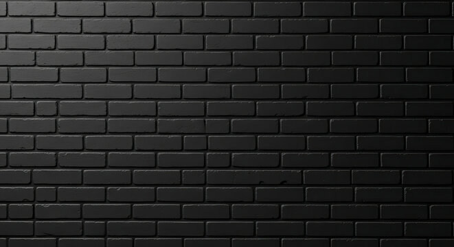 Dramatic black brick wall texture background for modern interior design and creative projects
