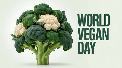 Celebrating world vegan day with a vibrant bouquet of fresh broccoli and cauliflower symbolizing healthy plant based eating