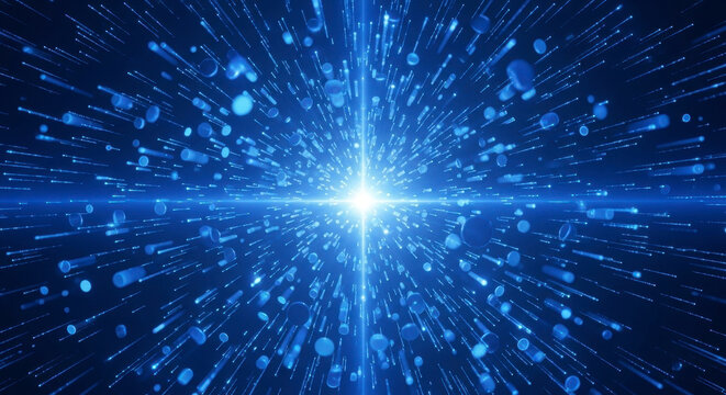 Stunning blue light streaks radiating outward for dynamic digital background visuals and sci-fi concepts