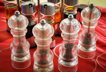 Old condiments container on the table