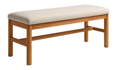 A solid oak bench with linen upholstery, perfect for a Scandinavian-style living room.