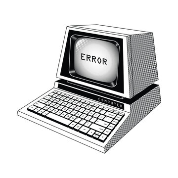 Computer old retro illustration vector