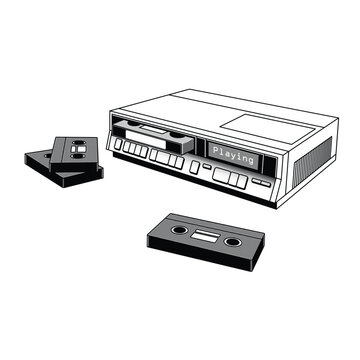 VCR player old retro illustration vector