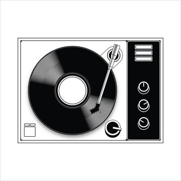 Vinyl record player old vintage vector