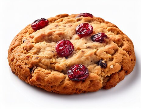cranberry oatmeal raisin cookie isolated on a white background
