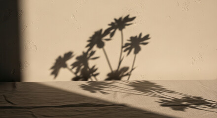Captivating floral shadows dance across a textured wall, evoking serene natural beauty and minimalist design.