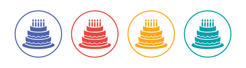 Birthday cake icon set on transparent background
