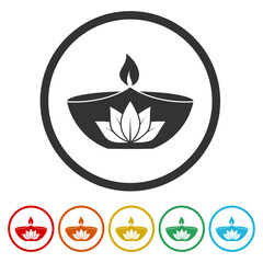 Candle with Lotus Flower for Traditional Spiritual Spa icon