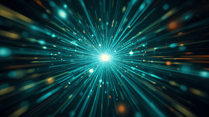 Abstract light speed burst with blue and yellow colors representing technology and innovation for the future