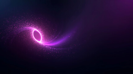 Abstract Space Portal with Glowing Pink Ring and Particle Trail in Dark Cosmic Background