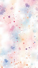 a postcard featuring small watercolor splashes in soft pastel hues scattered over a white background
