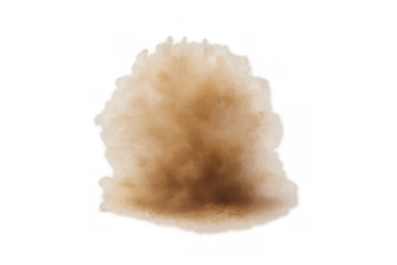 Dust cloud exploding, creating a brown sand effect. Desert smoke forming a particle overlay