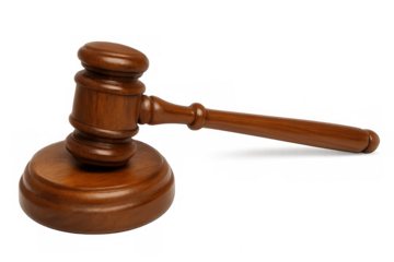 Gavel representing legality, judgment, justice, and authority in law and auction, featuring a wooden mallet and sound block