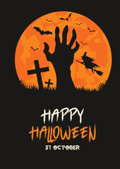 Halloween night party with scary pumpkins background for card poster flyer, Halloween hand drawn invitation or greeting Cards