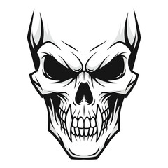 Fototapeta premium Fierce skeletal skull with sharp fangs and intense gaze, perfect for dark art, horror themes, or edgy graphic designs