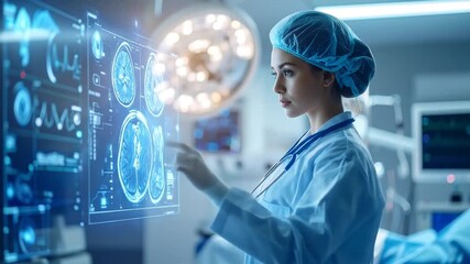 Doctor analyzes digital brain. - Powered by Adobe