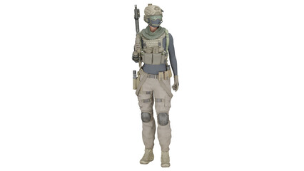 3d rendering soldier girl