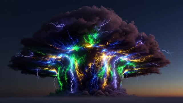 Electrifying Storm Cloud: Dynamic Lightning Display in Dramatic Sky