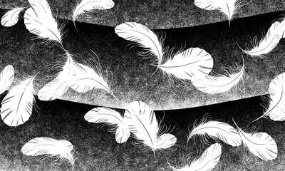 舞い落ちていく堕天使の羽、漫画素材