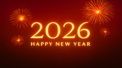 Happy new year 2026 with festive fireworks display