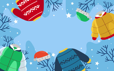 Ugly winter sweater and ornaments background