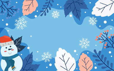 Winter invitation card background with drawn leaves