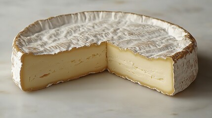 Half - Round Brie Cheese with a Slice Cut Out