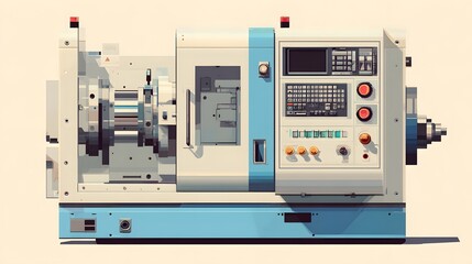 Industrial automated machine tool utilizes computerized numerical control for precision manufacturing