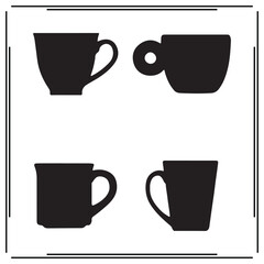 Cup Silhouette Set - Coffee Cups, Tea Mug Shapes, Drinkware Vectors, Tea Cup, Mugs and Glasses for Design, Beverage Icons, Drink Vectors