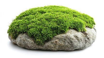 Stone Wall with Moss and Sprouting Green Plants in Natural Landscape